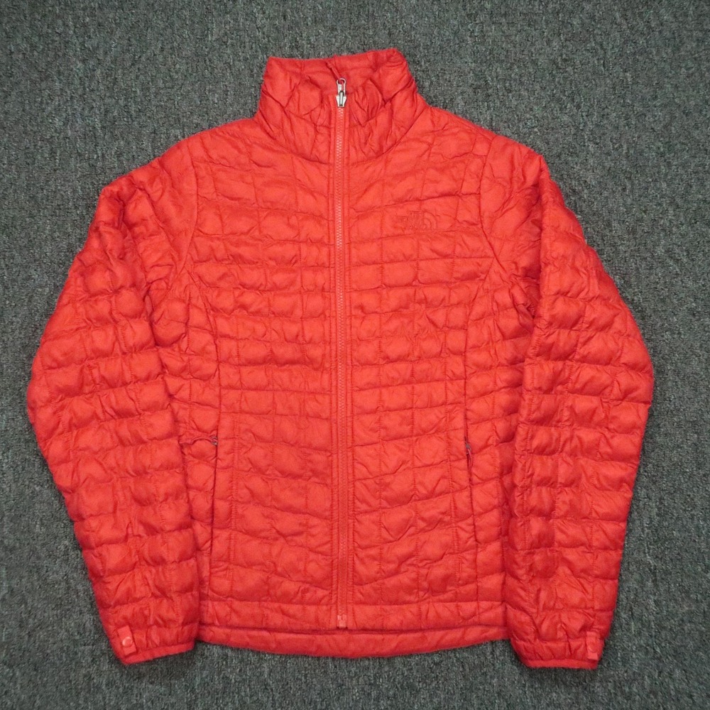 The North Face Jacket Womens Small Red Thermoball Quilted Puffer Full Zip Pocket